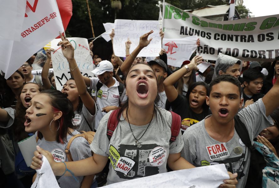 Demonstranter i São Paulo på onsdagen.