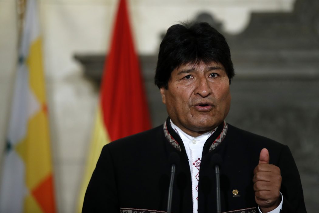 Bolivia's President Evo Morales speaks during a press conference with Greece's Prime Minister Alexis Tsipras at Maximos Mansion in Athens, Friday, March 15, 2019. Bolivia's left-wing president on Thursday compared Venezuelan opposition leader Juan Guaido to an erstwhile colonial viceroy and spoke out against any military intervention in the troubled country. (AP Photo/Thanassis Stavrakis) Bolivias president, Evo Morales