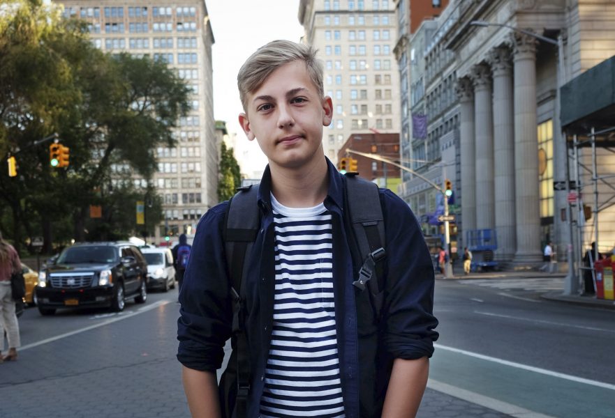 Svenske Dante Wretblad, 14 år, går i skolan i New York och deltar i fredagens klimatmanifestation.