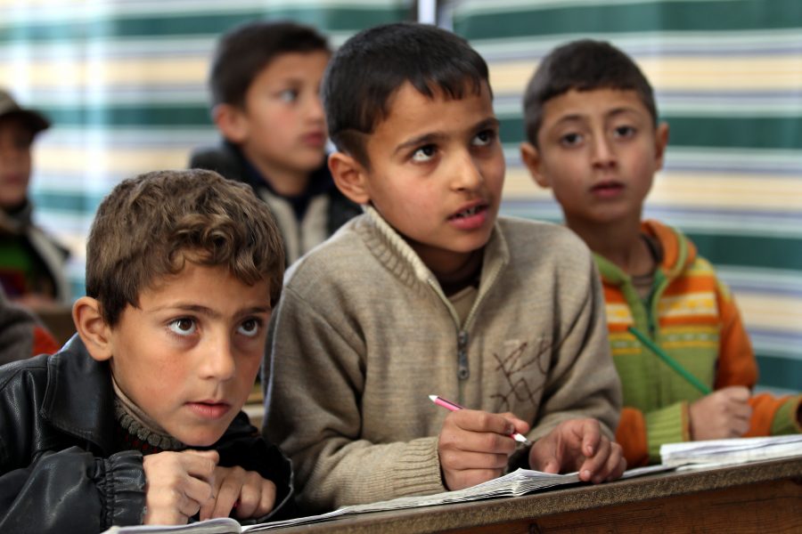 Barn i provinsen Aleppo i norra Syrien.