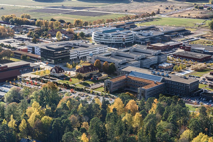 Flygfoto över SLU:s campus i Uppsala/Ulltuna.