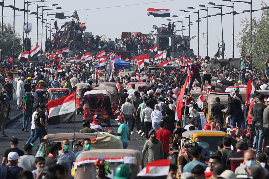Stor demonstration mot regeringen i Irak i slutet av oktober.