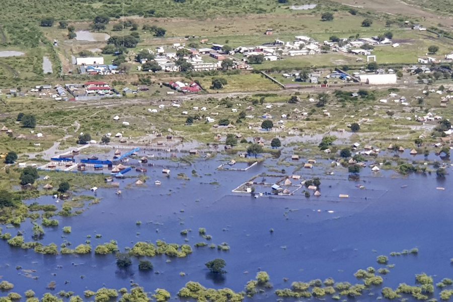 Ett område i Sydsudan som drabbats av översvämningar.