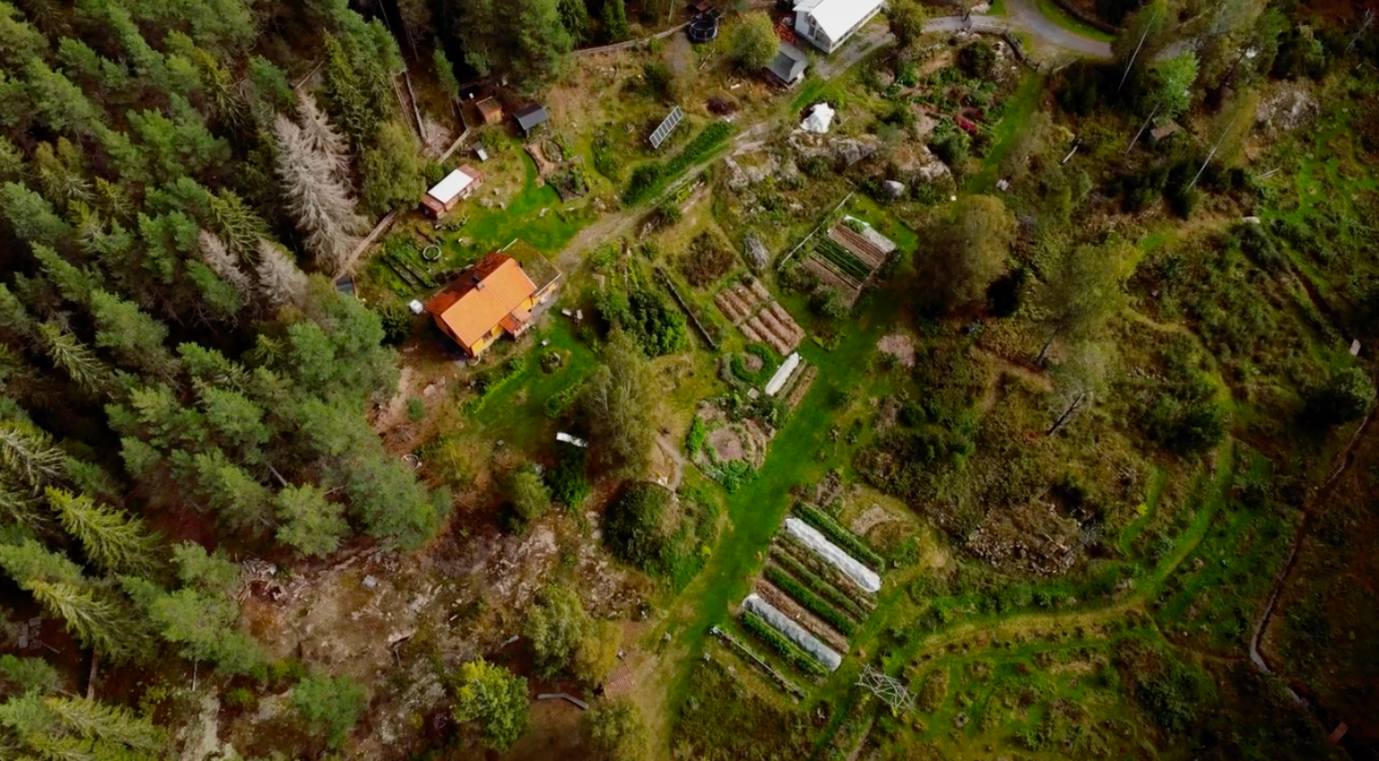 Åfallet skogsträdgård sett från ovan
