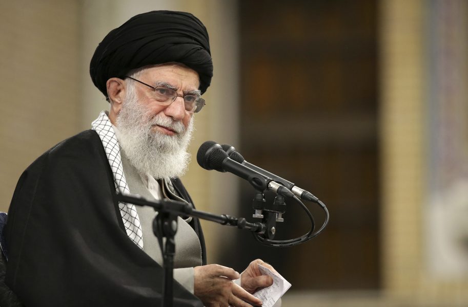 Irans högste ledare, ayatolla Ali Khamenei, under ett tal den 8 januari då han kommenterade Irans svar på USA:s dödande av toppgeneralen Qassem Soleimani.