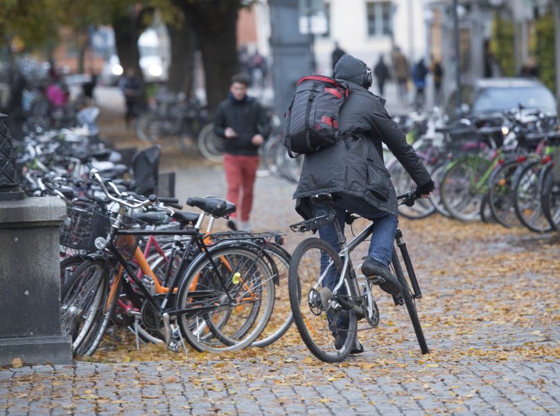 Cykelparkering i centrala Uppsala, som för tredje året i rad utnämnts till landets mest cykelvänliga stad.