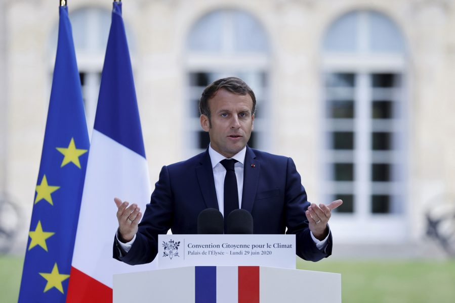 President Emmanuel Macron uttalade bland annat stöd för en ekocidlagstiftning när han tog emot Frankrikes medborgarråd för klimatet (Convention Citoyenne pour le Climat) i Elysee-palatset förra veckan.