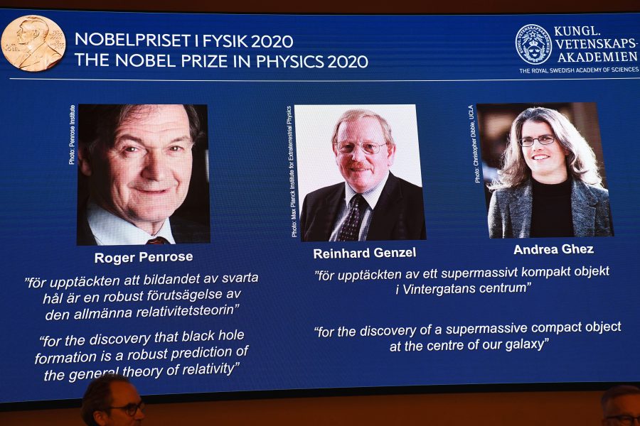 Roger Penrose, Reinhard Genzel och Andrea Ghez belönas med Nobelpris för sina upptäcker om svarta hål.