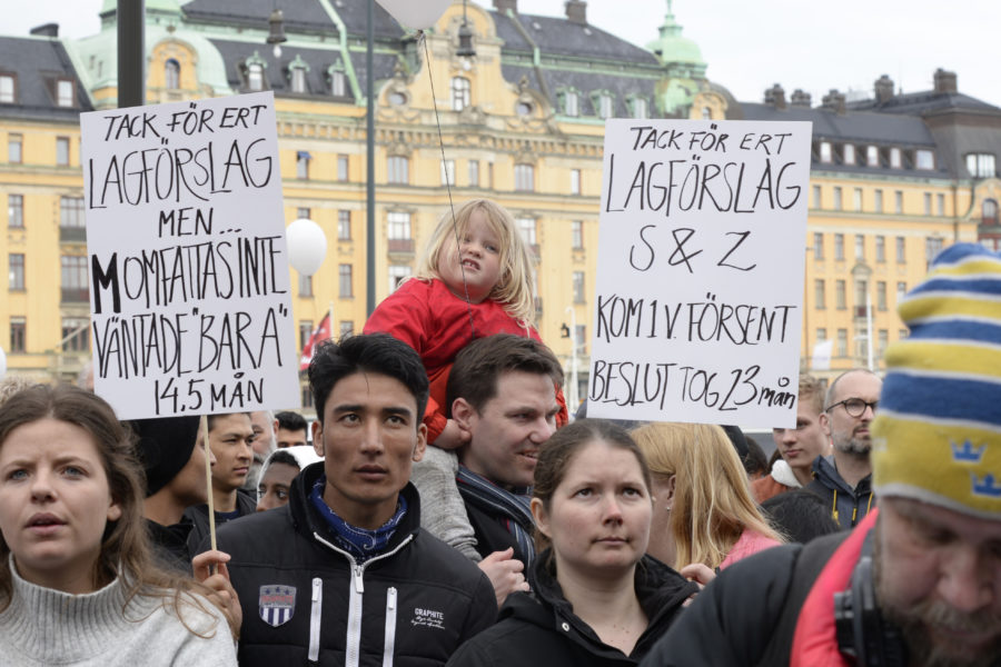 Manifestation för ensamkommande flyktingbarn och unga i Stockholm år 2018.