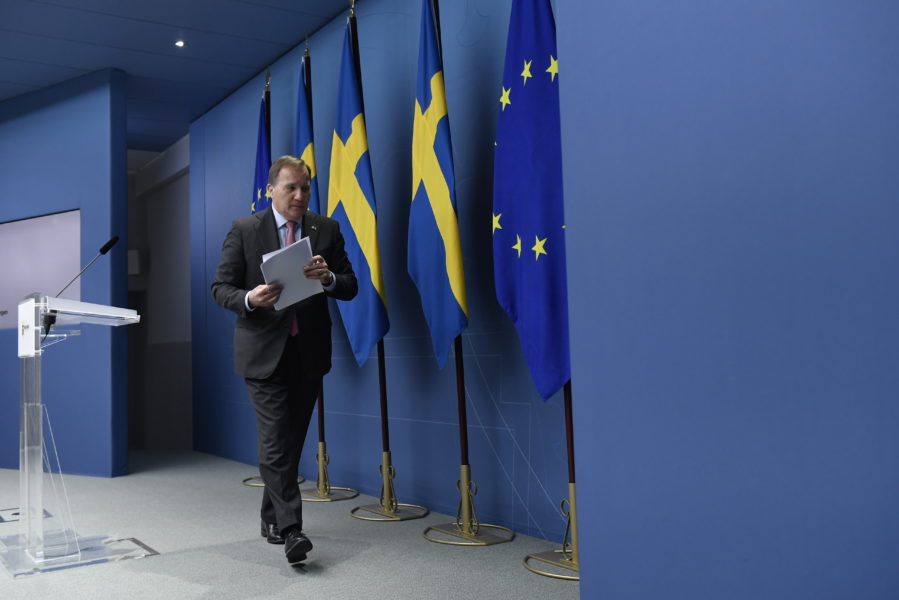 Statsminister Stefan Löfven (S) höll en pressträff där han avgick under måndagsförmiddagen.
