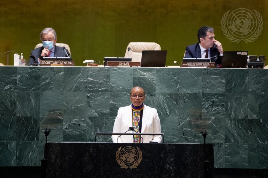 Mathu Joyini från Sydafrika är ordförande för den 66:e kvinnokonferensen i FN där hon öppningstalade.