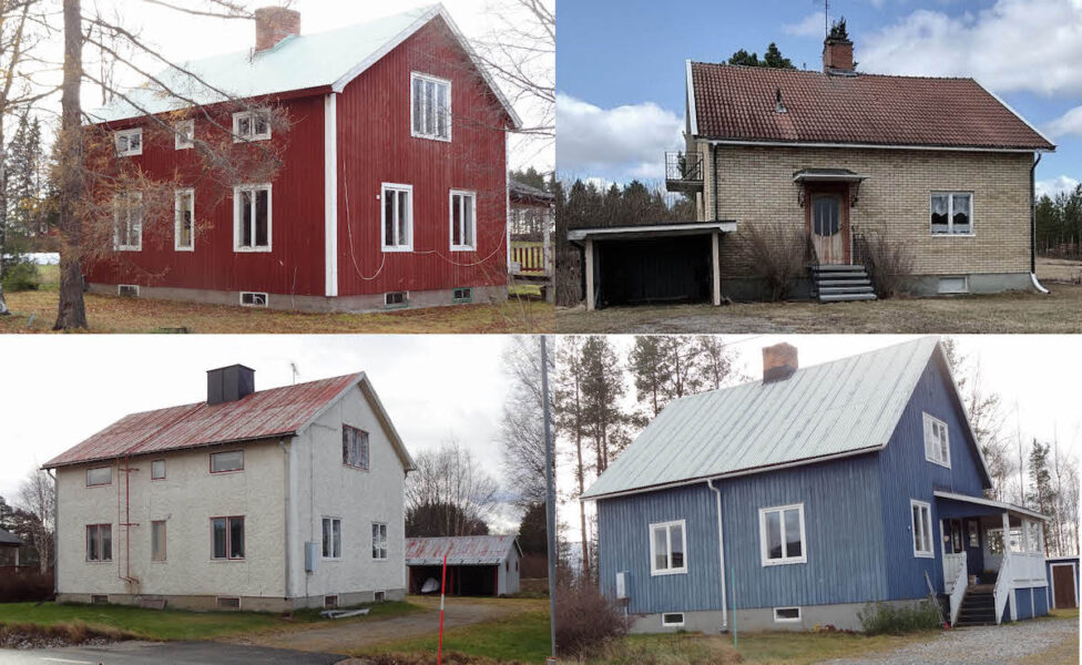 Fyra av ödehusen som bybor i Åmsele arbetar för att befolka.
