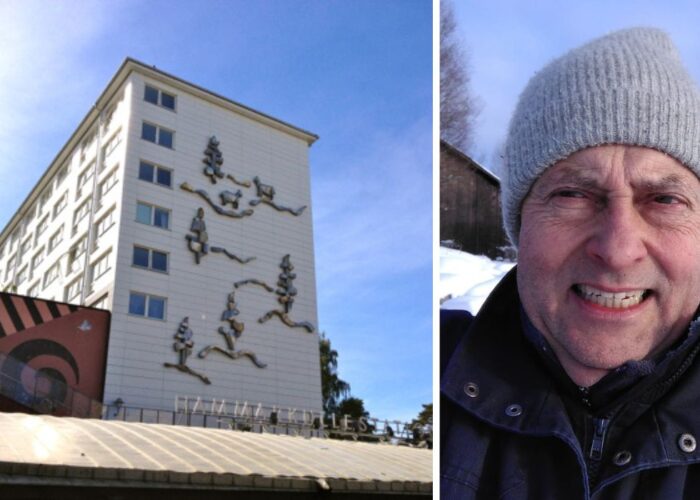 Kollage av två foton, t v en fasad i Hammarkullen, t h porträtt på Lars Igeland med en istäckt sjö i bakgrunden.