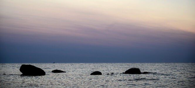 Solnedgång över hav