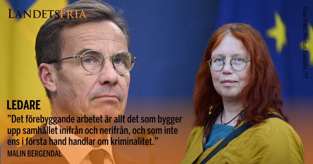 Malin Bergendal med Ulf Kristersson i bakgrunden.