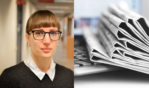 Carin Leibring Svedjedal och tidningshög.