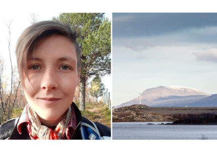 Till vänster: Katarina Inga. Till höger: vattenkraftverk.