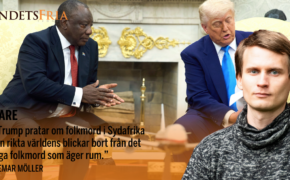 Cyril Ramaphosa och Donald Trump. Skribenten i förgrunden.
