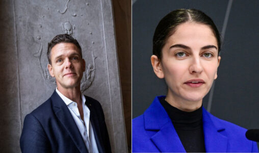 Christofer Fjellner och Romina Pourmokhtari (