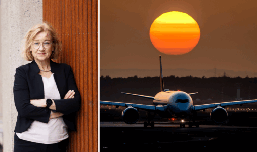 Johanna Hållén och flygplan.