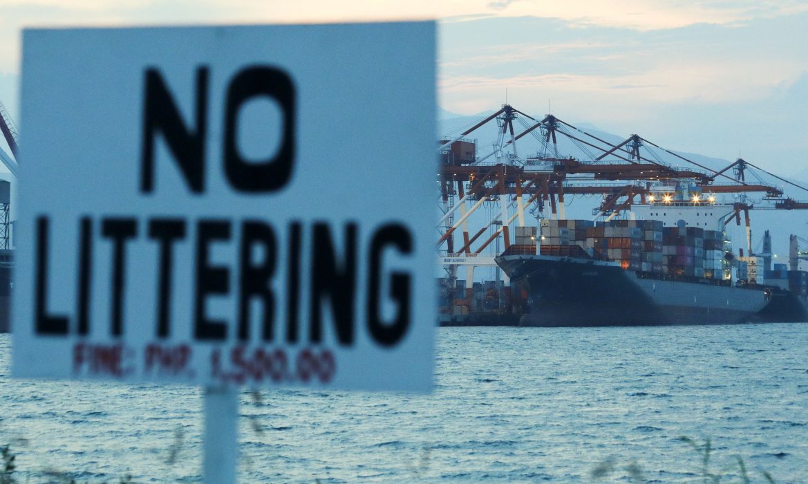 Cargo ship M/V Bavaria docks at Subic port in Zambales province, northwestern Philippines on Thursday, May 30, 2019. A Philippine official says a cargo ship has arrived in a northern port to pick up and return 69 containers of Canadian garbage which the government in Manila says was shipped illegally to the Philippines years ago. (AP Photo/Aaron Favila)