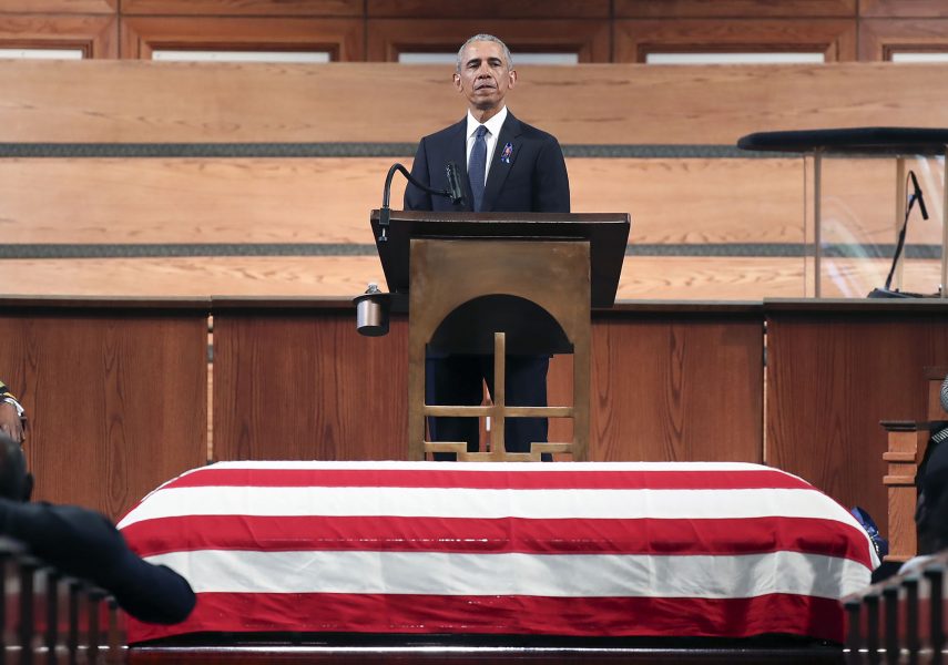 Obama talade på människorättsaktivisten John Lewis begravning i Atlanta.
